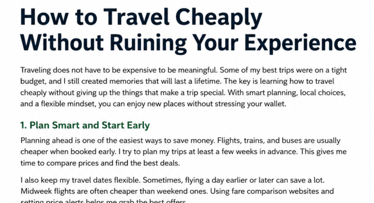 How to Travel Cheaply Without Ruining Your Experience